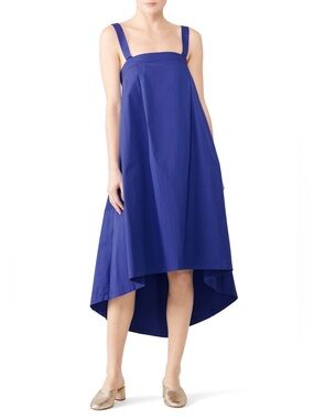 Elk Tablier Cotton Royal Blue High-Low midi dress 100% cotton Size large‎